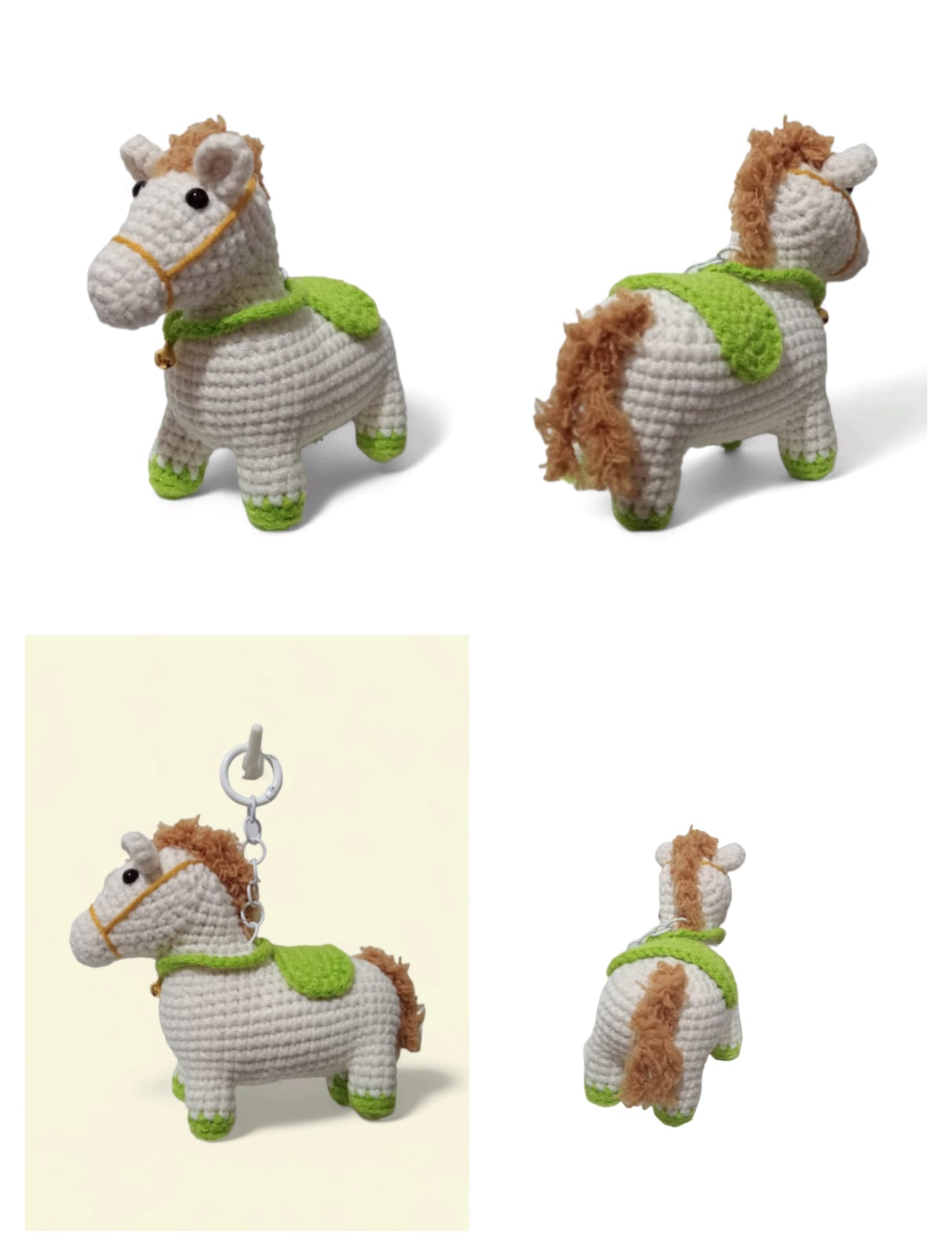 Gantungan kunci rajut Kuda Krem